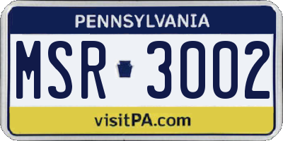 PA license plate MSR3002