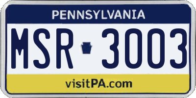 PA license plate MSR3003