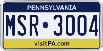 PA license plate MSR3004