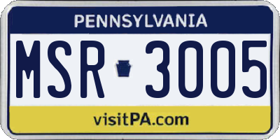 PA license plate MSR3005
