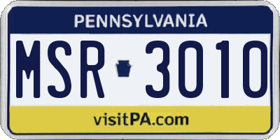 PA license plate MSR3010