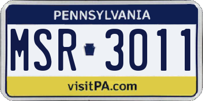 PA license plate MSR3011