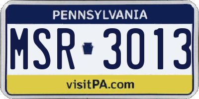 PA license plate MSR3013