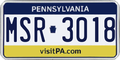 PA license plate MSR3018