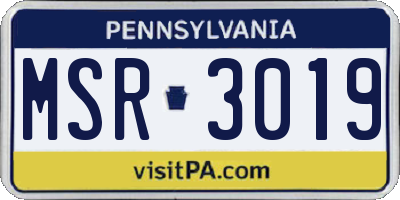 PA license plate MSR3019