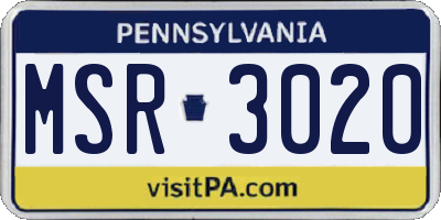 PA license plate MSR3020
