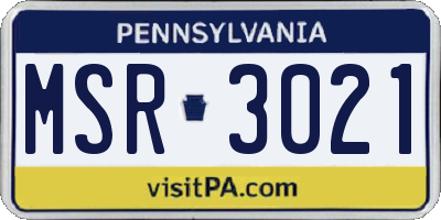 PA license plate MSR3021