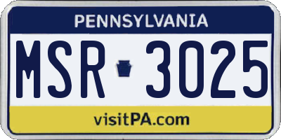 PA license plate MSR3025