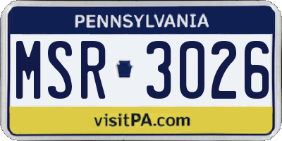 PA license plate MSR3026