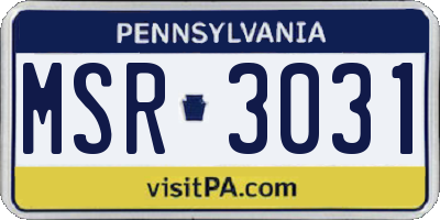 PA license plate MSR3031