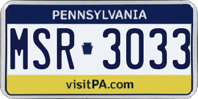 PA license plate MSR3033