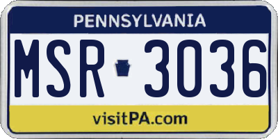 PA license plate MSR3036
