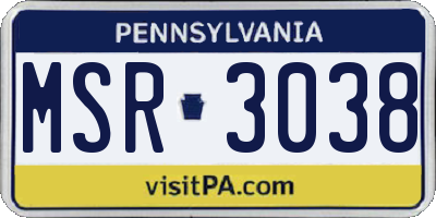 PA license plate MSR3038