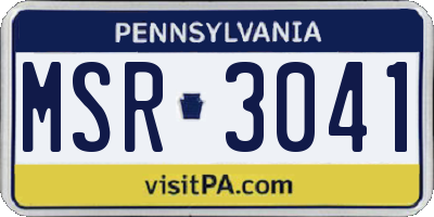 PA license plate MSR3041