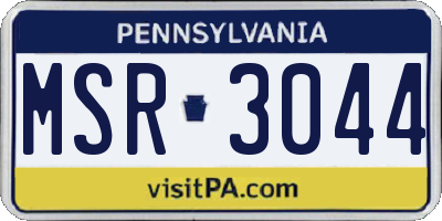 PA license plate MSR3044
