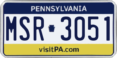 PA license plate MSR3051