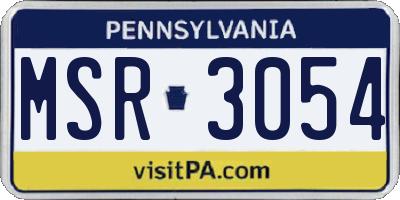 PA license plate MSR3054