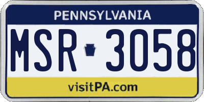PA license plate MSR3058