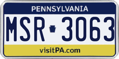 PA license plate MSR3063