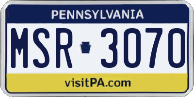 PA license plate MSR3070