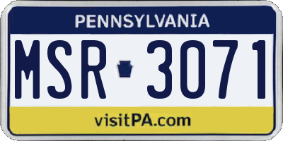 PA license plate MSR3071
