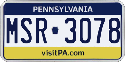 PA license plate MSR3078
