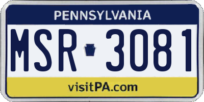 PA license plate MSR3081