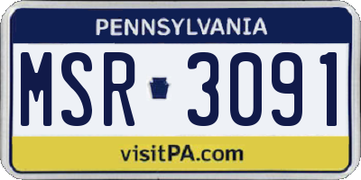 PA license plate MSR3091