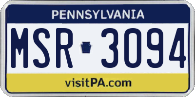 PA license plate MSR3094