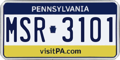 PA license plate MSR3101