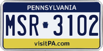 PA license plate MSR3102