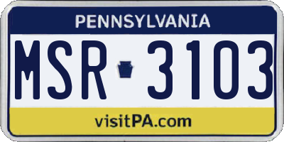 PA license plate MSR3103