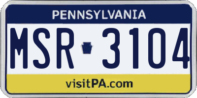 PA license plate MSR3104