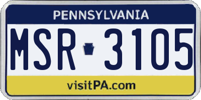 PA license plate MSR3105