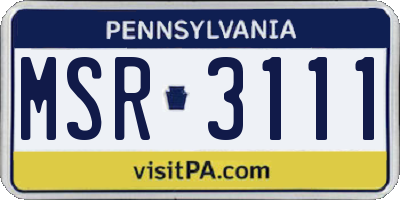 PA license plate MSR3111
