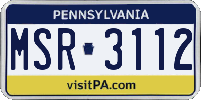 PA license plate MSR3112