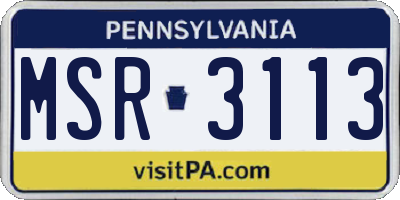 PA license plate MSR3113