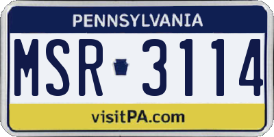 PA license plate MSR3114