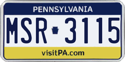 PA license plate MSR3115