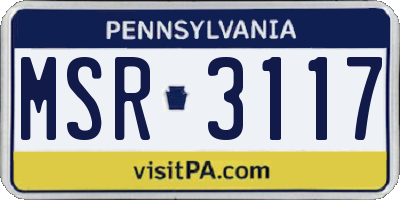 PA license plate MSR3117