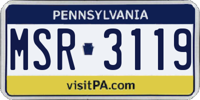 PA license plate MSR3119