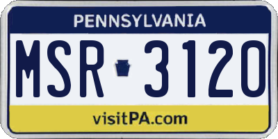 PA license plate MSR3120