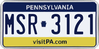 PA license plate MSR3121