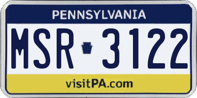 PA license plate MSR3122