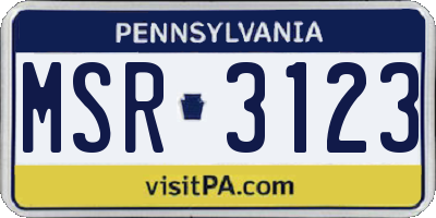 PA license plate MSR3123