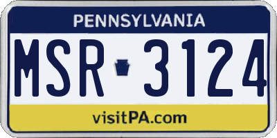 PA license plate MSR3124