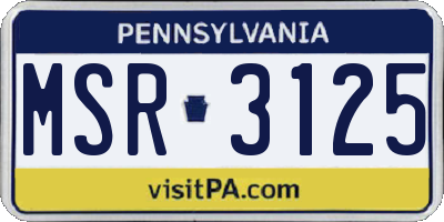 PA license plate MSR3125