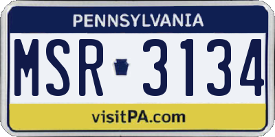 PA license plate MSR3134