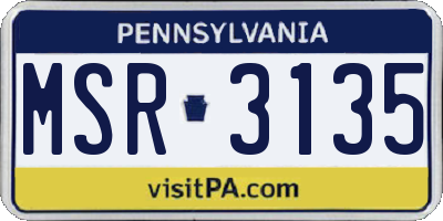 PA license plate MSR3135