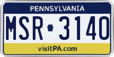 PA license plate MSR3140
